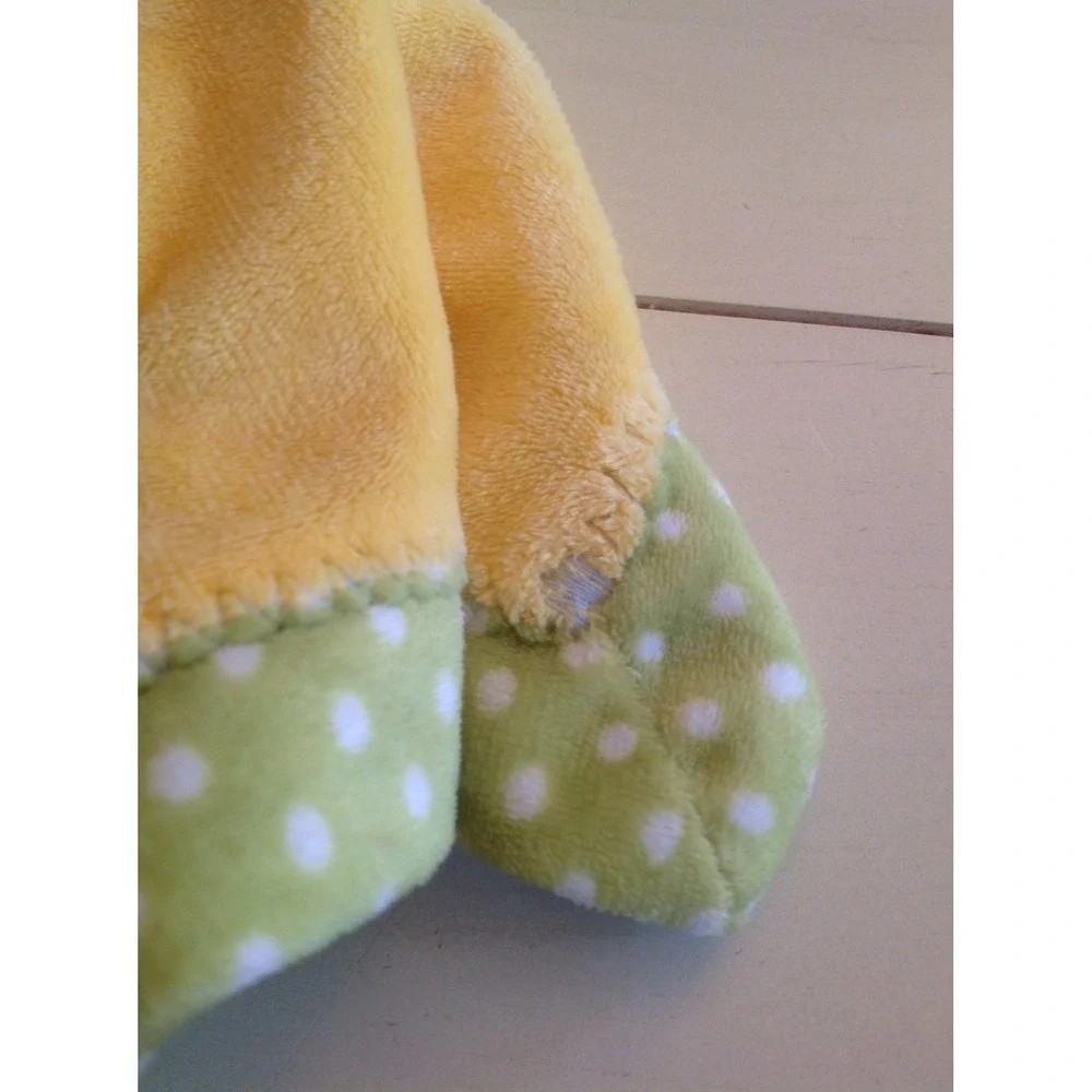 Carters I Love Hugs Frog Security Blanket Lovey Yellow Green Dot Baby Blankie